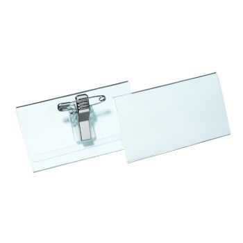 Durable Combi Clip Badge 40x75mm Transparent (Pack of 50) 8141/19