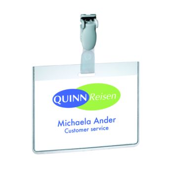Durable Visitor Badge with Plastic Clip 60x90mm Transparent (Pack of 25) 8143/19