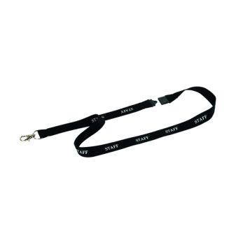 Durable Textile Staff Badge Lanyard 20mm Black (Pack of 10) 823901