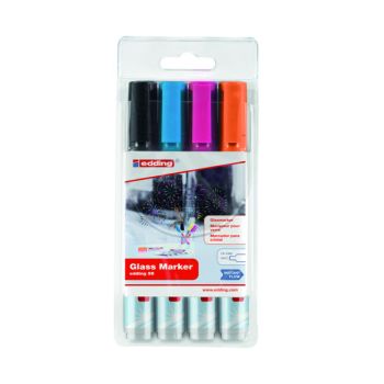 Edding 95 Glass Markers Assorted with Black (Pack of 4) 4-95-5-999