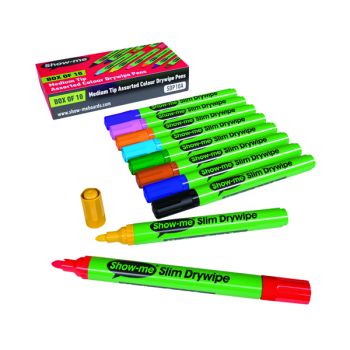 Show-me Drywipe Marker Medium Tip Assorted (Pack of 10) SDP10A