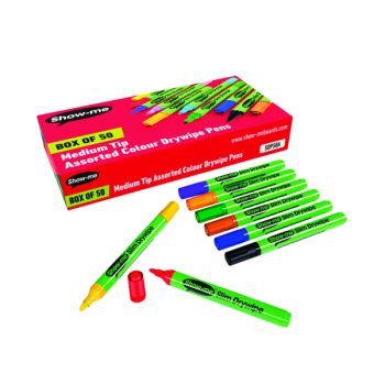 Show-me Drywipe Marker Medium Tip Assorted (Pack of 50) SDP50A