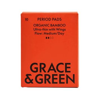 Grace and Green Organic Cotton Bamboo Medium Period Pads (Pack of 10) GGBAMDAY04