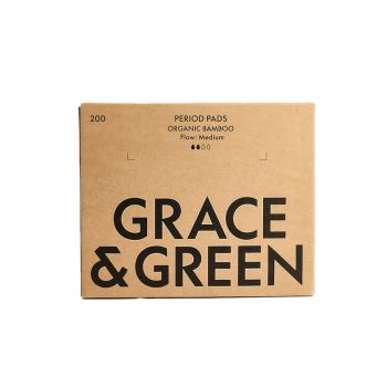 Grace and Green Bulk Bamboo Period Pads Medium (Pack of 200) GGBAMDAYBULK14