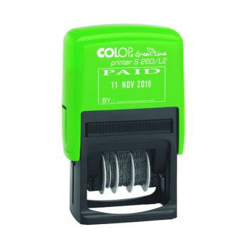 COLOP S260/L2 Green Line Text and Date Stamp PAID GLS260L2