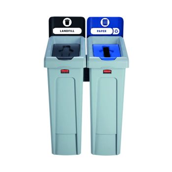 Rubbermaid Slim Jim 2 Stream Recycling Station Black/Blue 2057605