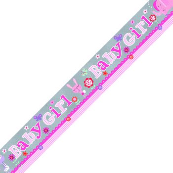 Baby Girl Banner Grey/Pink (Pack of 6) 6837-BGB-3