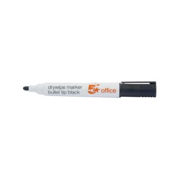 5 Star Office Drywipe Marker Xylene/Toluene-free Bullet Tip 3mm Line Black (Pack of 12)