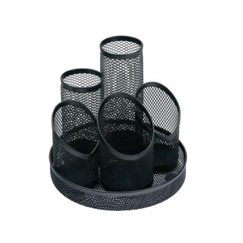 5 Star Office Desk Tidy Wire Mesh Scratch Resistant Non-Marking Base 5 Compartment Black