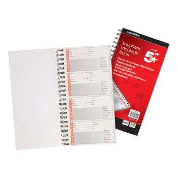 5 Star Office Telephone Message Book Wirebound Carbonless 320 Notes 80 Pages 275x150mm