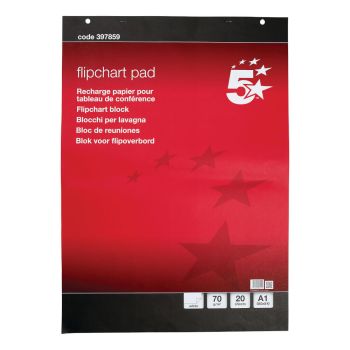 5 Star Office Meeting Flipchart Pad Perforated 20 Sheets A1 (Pack of 5)