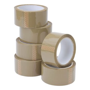 5 Star Packaging Tape 48mmx66m Buff (Pack of 6)
