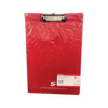 5 Star Office Fold-over Clipboard with Front Pocket Foolscap Red