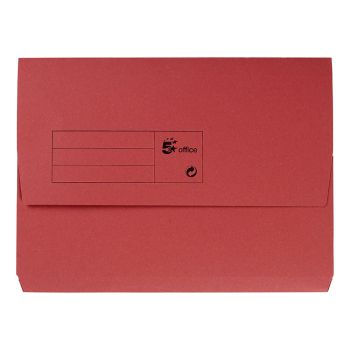 5 Star Office Document Wallet Half Flap 285gsm Recycled Capacity 32mm A4 Red (Pack of 50)