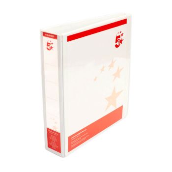 5 Star Office A4 Presentation Ring Binder Polypropylene 38mm 2D-Ring White (Pack of 10)