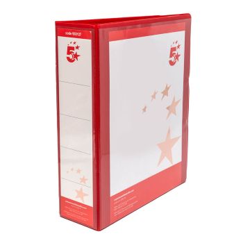 5 Star Office A4 Presentation Ring Binder Polypropylene 65mm 4D-Ring Red (Pack of 10)