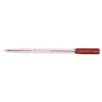 5 Star Office Ball Pen Clear Barrel Medium 1mm Tip 0.7mm Line Red (Pack of 20)