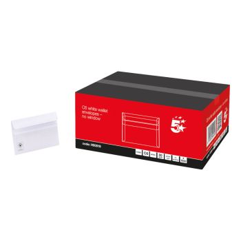 5 Star Office Envelopes Recycled Wallet Self Seal Lightweight C6 114x162mm White (Pack of 1000)