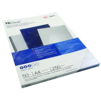 GBC HiClear A4 Binding Cover 250micron Super Clear (Pack of 50) 41606E