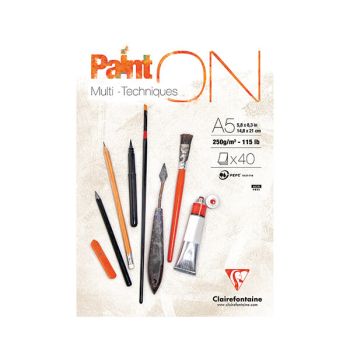 Clairefontaine Paint On Pad 250gsm Paper 40 Sheets A5 (Pack of 4) 96538C