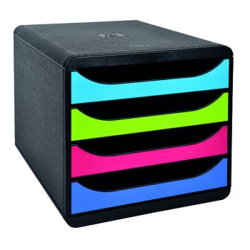 Exacompta Big Box Carbon Neutral 4 Drawer Black/Multicoloured 3101928D
