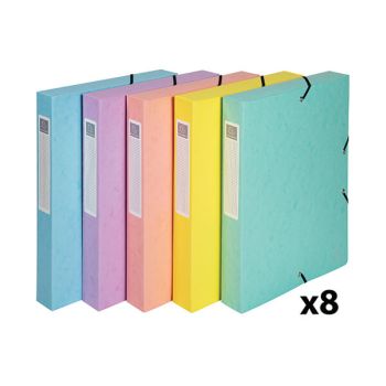 Exacompta Aquarel Exabox 40mm Box File Glossy Card A4 Assorted (Pack of 8) 59560E
