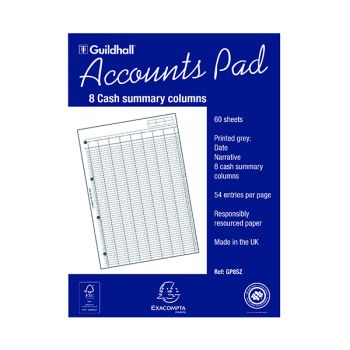 Exacompta Guildhall Account Pad 8-Column Summary A4 GP8S