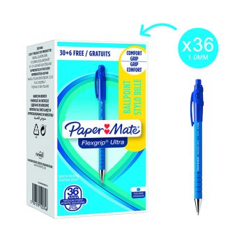 PaperMate FlexGrip Ultra Retractable Ballpoint Pen Blue (Pack of 36) 1910074