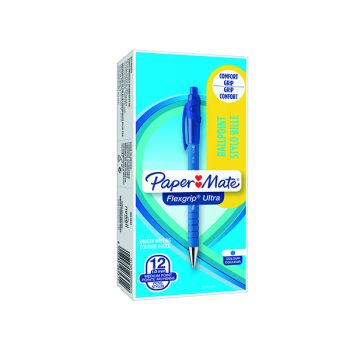 PaperMate Flexgrip Ultra Retractable Ballpoint Pen Medium Blue (Pack of 12) S0190433
