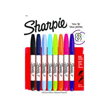 Sharpie Permanent Marker Twin Tip Assorted (Pack of 8) 2065409