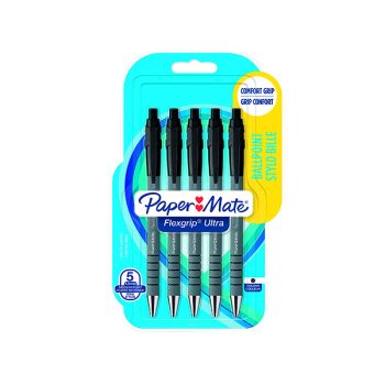 PaperMate Flexgrip Ultra Retractable Ballpoint Pen Medium Black (Pack of 5) 2027751