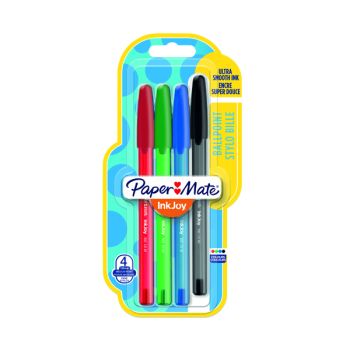 PaperMate Inkjoy 100 Capped Ballpoint Pens Medium Assorted (Pack of 4) 1956718
