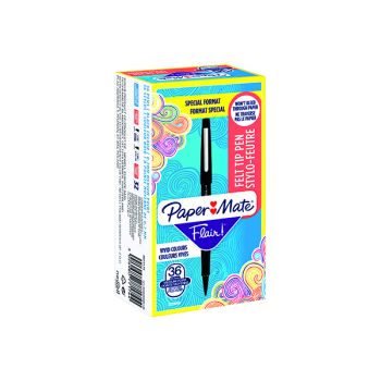 PaperMate Flair Felt Tip Pens Medium Black (Pack of 36) 2077174