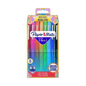 PaperMate Flair Original Felt Tip Pens Assorted (Pack of 16) S0977450
