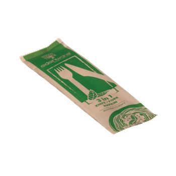 Go-Pak 3-in-1 Wooden Cutlery Meal Set (Pack of 500) G02011