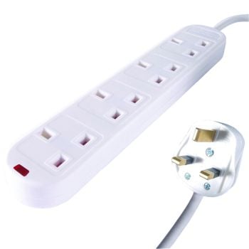 Connekt Gear UK 4-Gang Mains Power Surge Protected Extension Block 5m 27-4050s