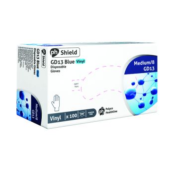 Shield Powder-Free Vinyl Gloves Medium Blue (Pack of 100) GD13