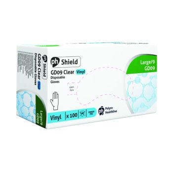 Shield Powder-Free Vinyl Gloves Large Clear (Pack of 100) GD09