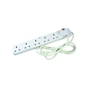6-Way Surge Protection 13 Amp 2m Extension Lead White CEDTS6213AS