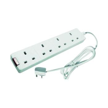 4-Way 13 Amp 5 Metre Extension Lead White with Neon Light CEDTS4513M