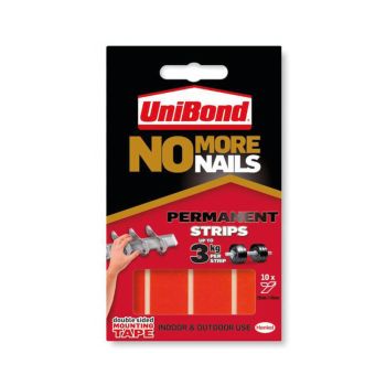 No More Nails Permanent Adhesive Strip 20x40mm Red Pack of 10 1507605