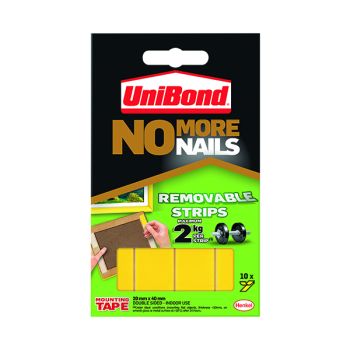 Unibond No More Nails Removable Strips 20mm x 40mm (Pack of 10) - DISCONTINUED