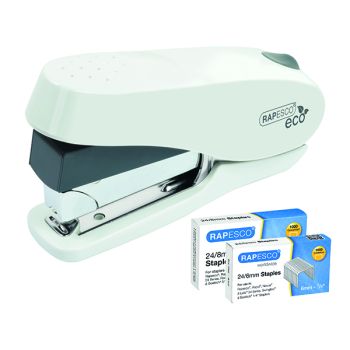 Rapesco ECO Luna Less Effort Stapler Capacity 50 Sheets White 1467