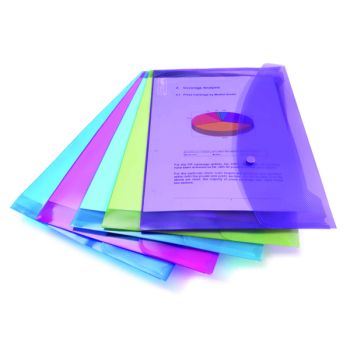 Rapesco Popper Wallet Foolscap Assorted (Pack of 5) 0688
