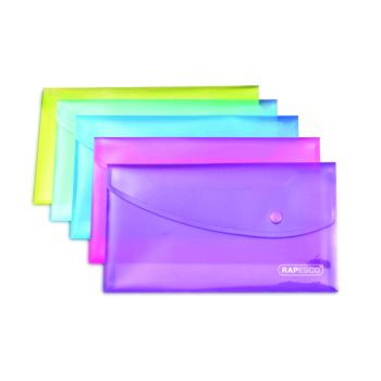 Rapesco Popper Wallet A5 Assorted (Pack of 5) 0689