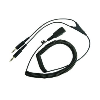 Jabra Quick Disconnect (QD) PC Cord to Dual 3.5mm Jack Coiled Cord 8734-599