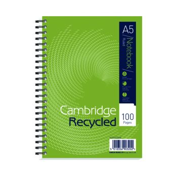 Cambridge Ruled Recycled Wirebound Notebook 100 Pages A5 (Pack of 5) 400020509