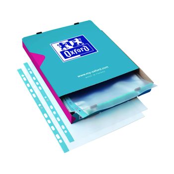 Oxford Punched Pocket 75micron A4 Blue/Clear (Pack of 100) 400002150