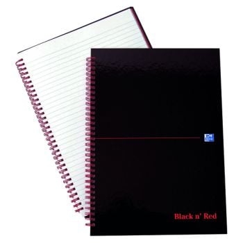 Black n' Red Ruled Wirebound Hardback Notebook A4 (Pack of 5) 846350115