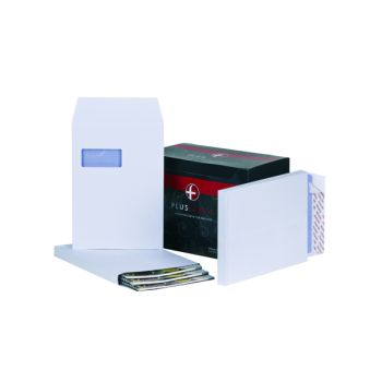 Plus Fabric Gusset C4 Envelopes Window Peel and Seal 120gsm White (Pack of 100) C27566
